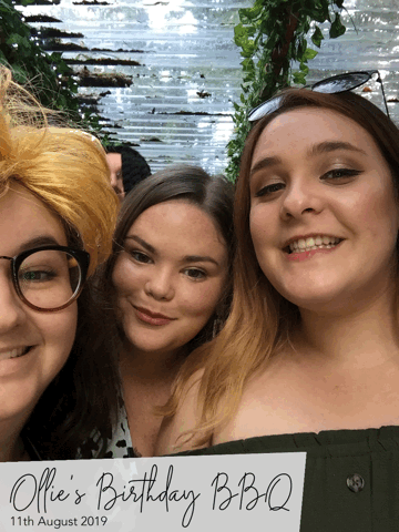 Group of friends making a GIF at a home party