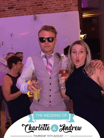 Wedding guests making a GIF in the GIFIT photo booth